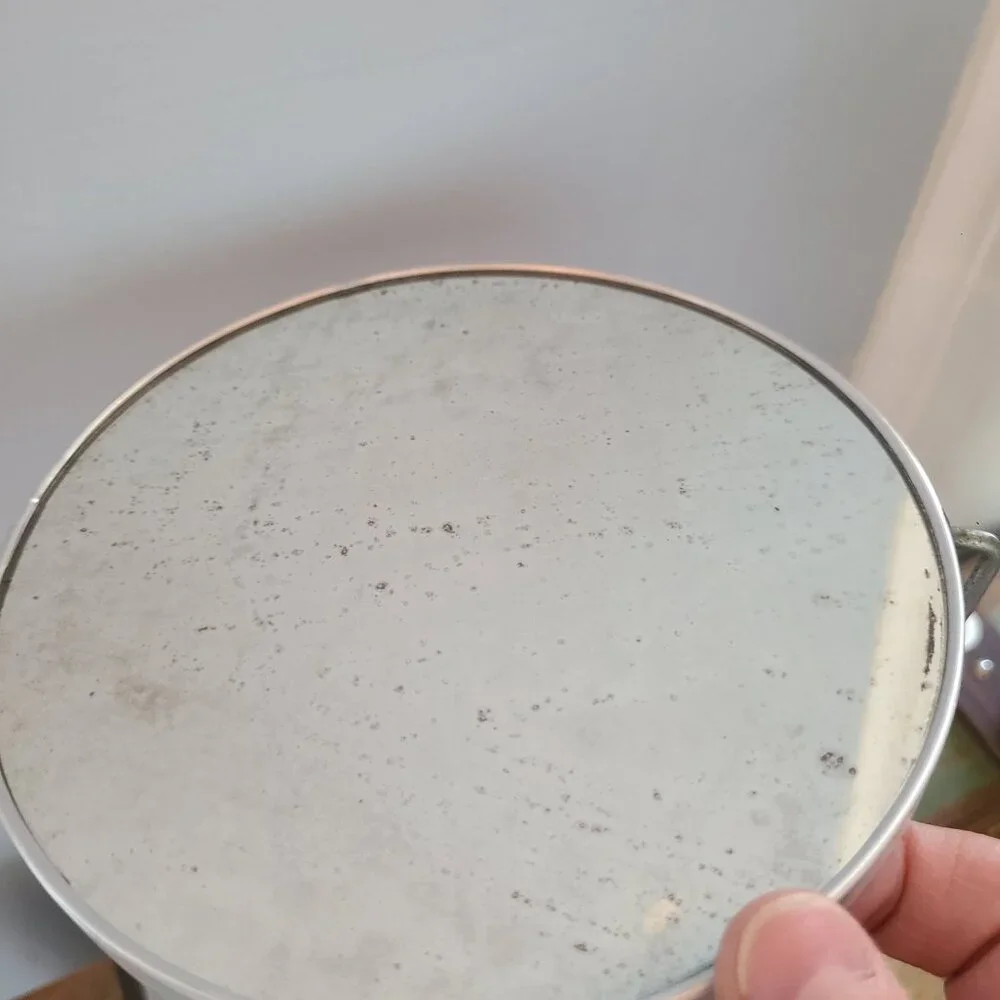 Vintage Standing White Floral Porcelain Vanity Swivel Mirror Made in Japan